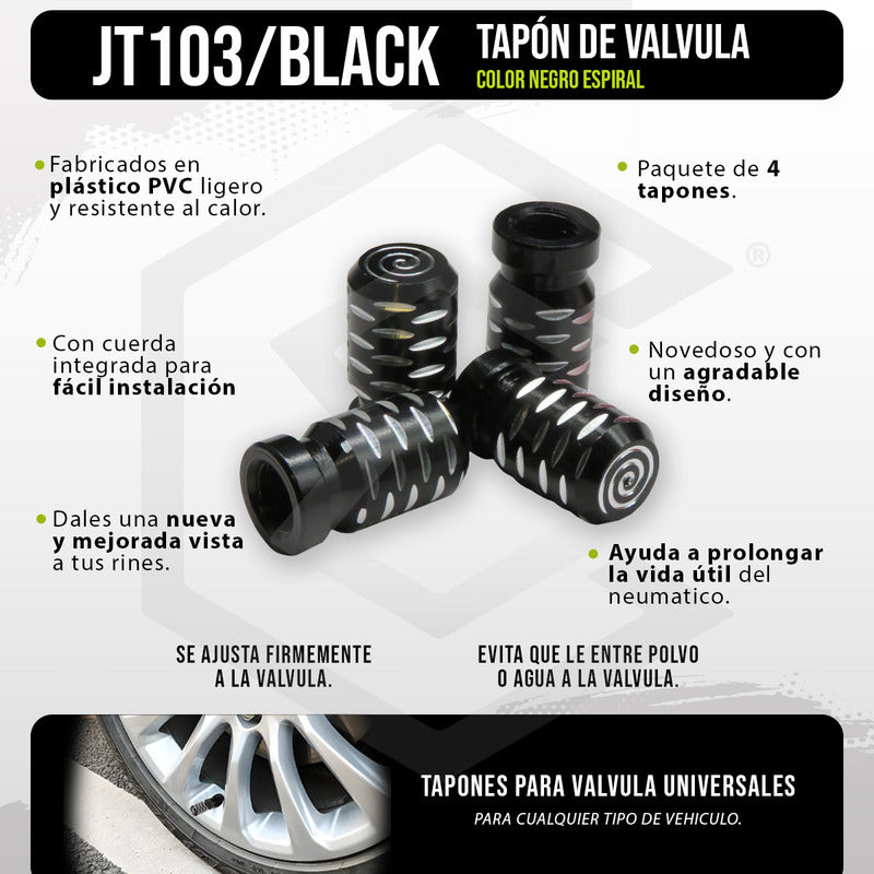 Kit 4 Tapon Cubre Pivote Válvula Metálico Espiral Auto Moto