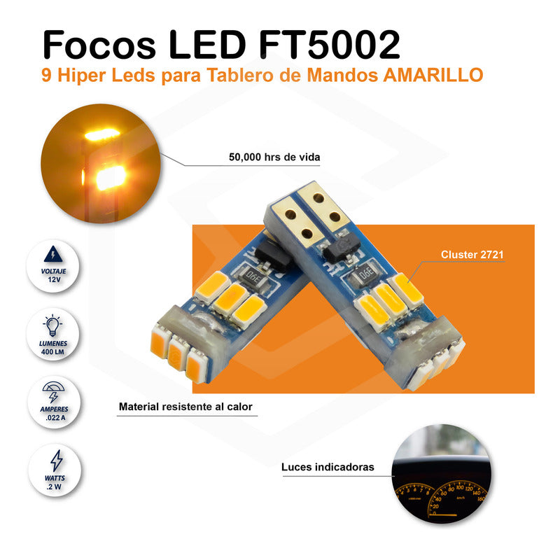 Kit 10 Focos De Pellizco T5 9 Hiper Leds Cluster 2721 1w 12v
