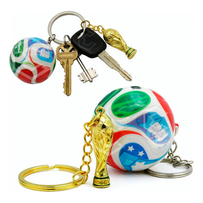 Set Llavero Trofeo Balón Dorado Futbol Copa Del Mundo 2026 Dorado