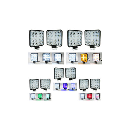 Par De Faros Cuadrados 33 Leds Aro De Luz Cruz Ip67 12-24v