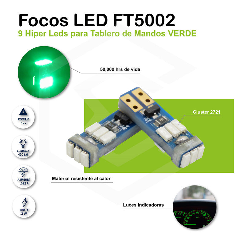 Kit 10 Focos De Pellizco T5 9 Hiper Leds Cluster 2721 1w 12v
