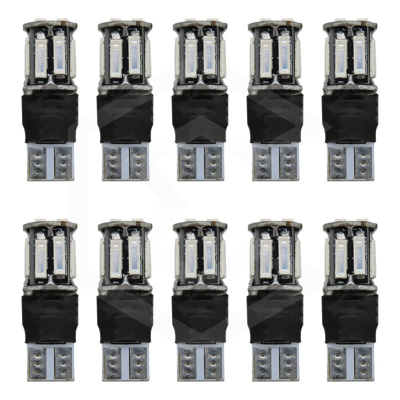 Kit 10 Focos De Pellizco 10 Led Canbus Fijo + Estrobo T10