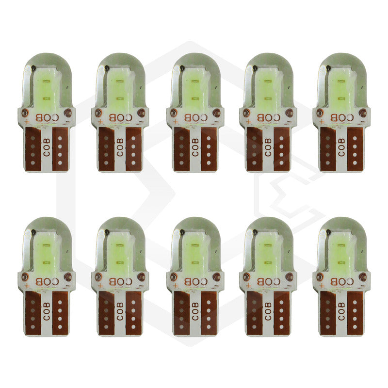 Kit 5 Pares  Focos Led Cob Pellizco T10 Silicon Auto Moto