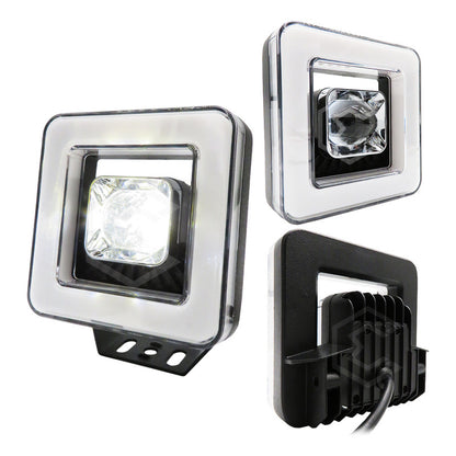 Par Faros Auxiliares 16 Led Con Lupa Bicolor Ojo Ángel 9-30v