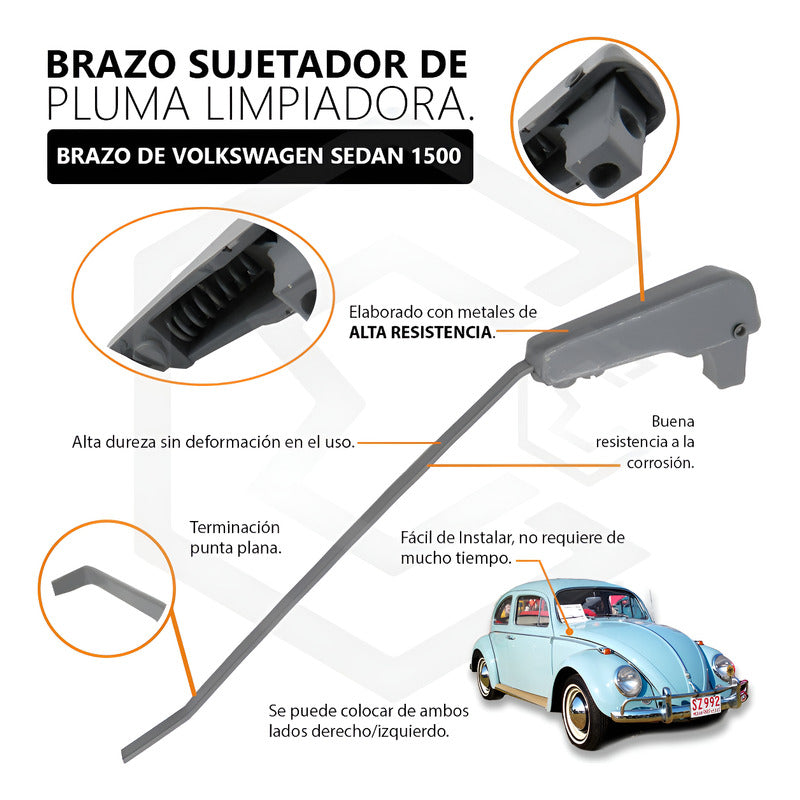 Brazo Limpiador Accesorios Vw Sedan Vocho 1500 (gris)