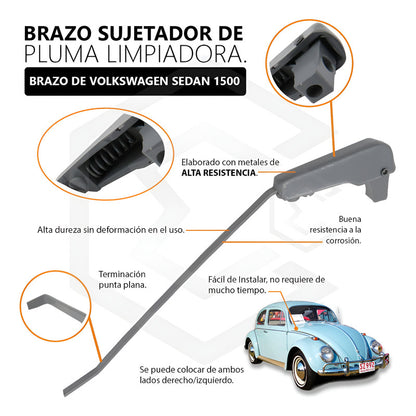 Brazo Limpiador Accesorios Vw Sedan Vocho 1500 (gris)