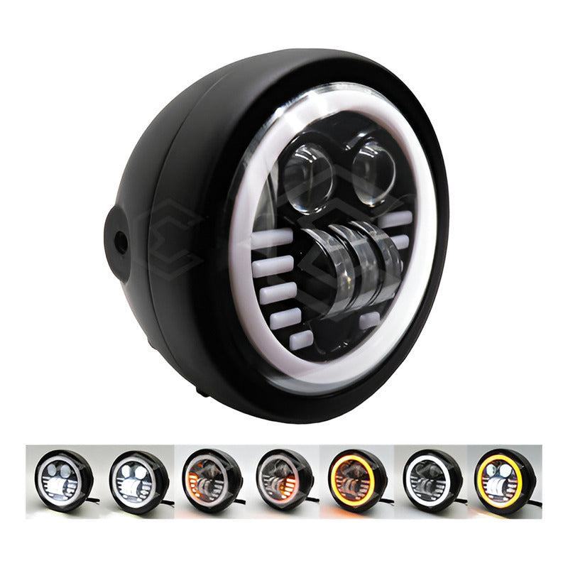 Faro Para Moto Redondo 5.75'' Pulgadas Ojo Ángel Lupa 12-24v