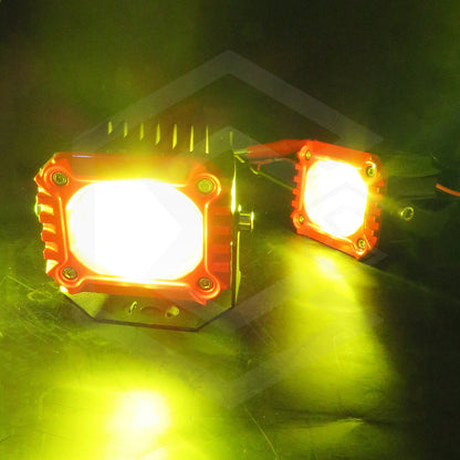 Par De Faros Con Lupa  10-30v Cuadrado Blanco/ambar 16000lm