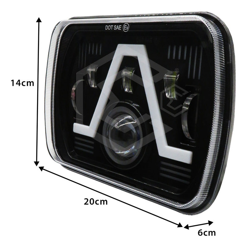 Par De Faros Unidad 5x7 Rectangular Bicolor 6 Lupas 12-24v Ambos Lados