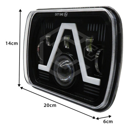 Par De Faros Unidad 5x7 Rectangular Bicolor 6 Lupas 12-24v Ambos Lados