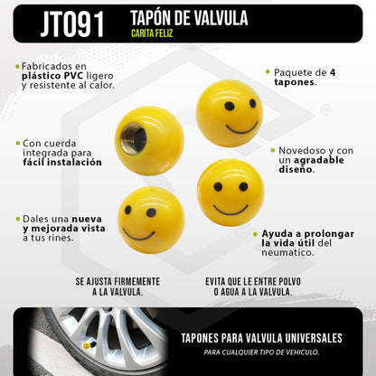 Kit 4 Tapones Cubre Pivote Válvula Emoji Caritas Auto Moto