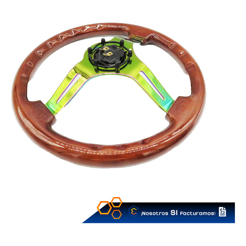 Volante De Madera Automotriz Universal Centro Tornasol 35cm
