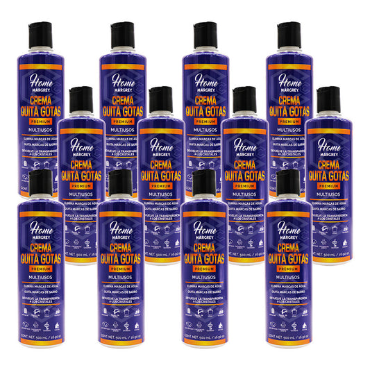 12 Crema Quita Gotas Vidrio Casa Hogar Premium 500ml Margrey Beige