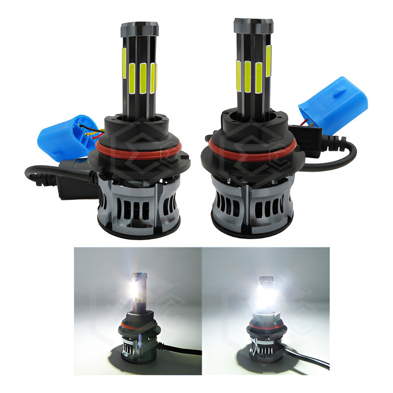 Kit Focos 9007 Led Cob 10 Caras Ventilador Alta Y Baja 360° 9007