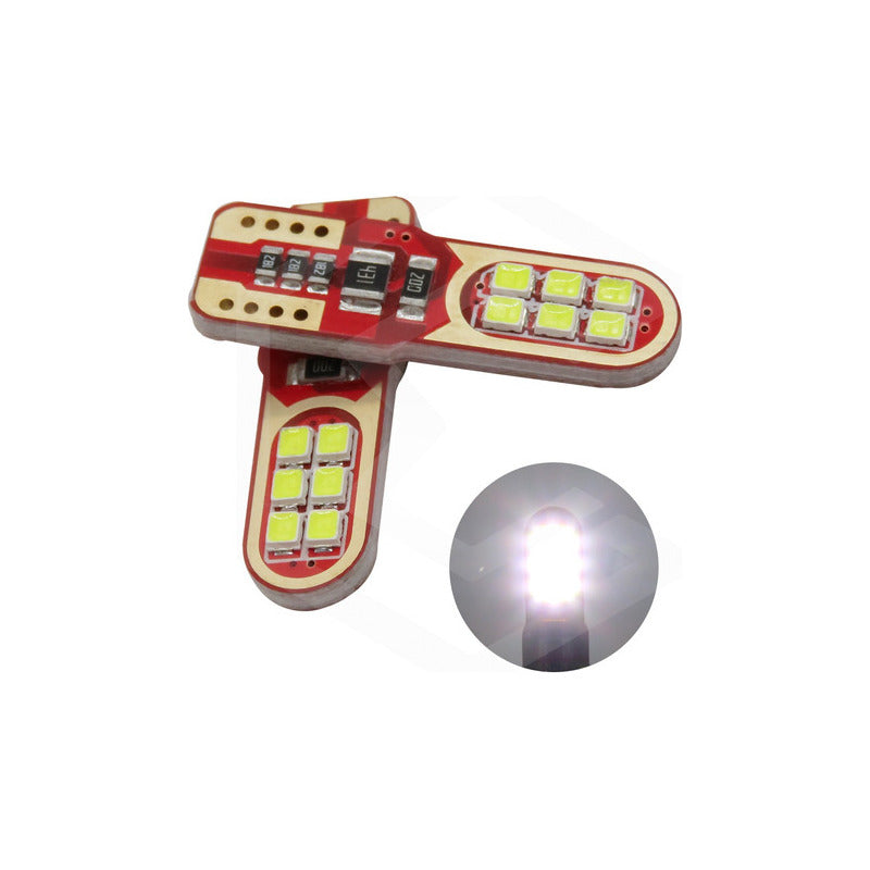Par De Focos De Pellizco 12 Led 3030  Canbus T10 12v Blanco