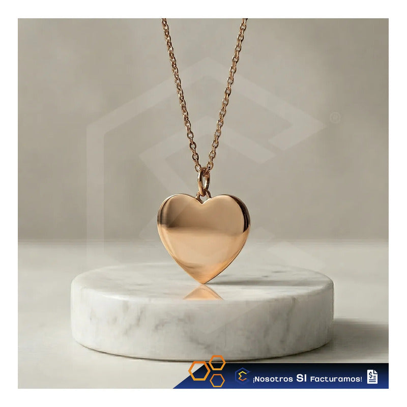 Collar Dije Corazón Bronce Personalizado Grabado Láser Acero Bronce