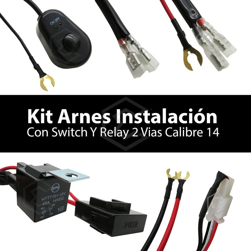 Kit Arnés Instalación Faros Barras Swtich Relay 2 Vía Cal 14