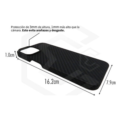 Funda Case De iPhone 13-14 Fibra De Carbono 100% Real