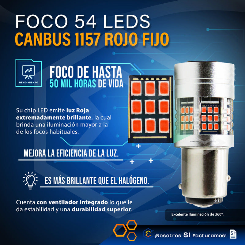 2 Focos 1157 54 Leds Canbus Fijo Ventilador 12v 29w 1000lm