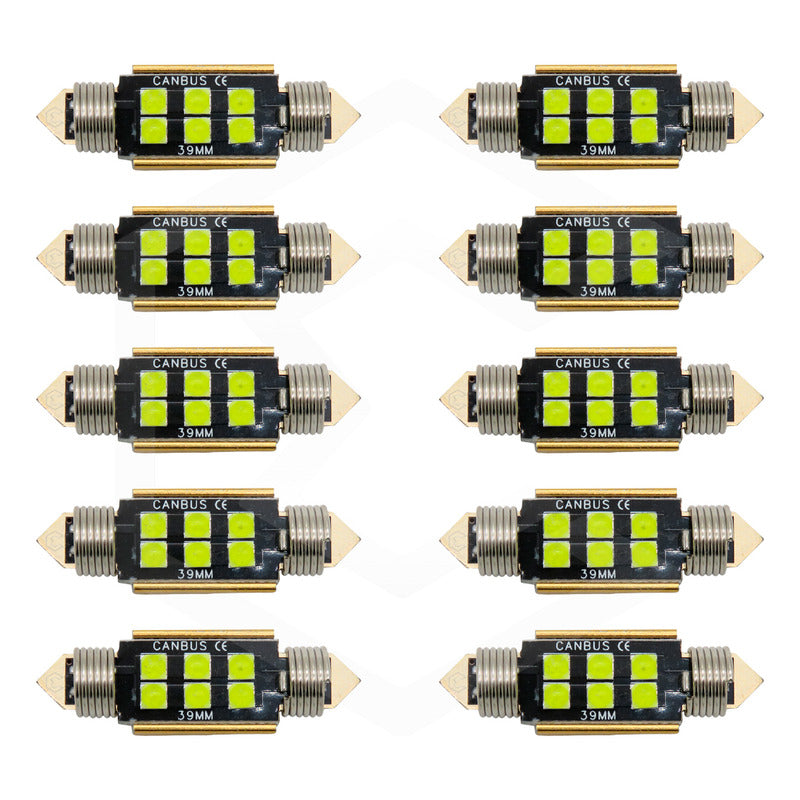 Kit 10 Focos Luz Interior 31 36 39 41 Mm 6 Leds Canbus 12v