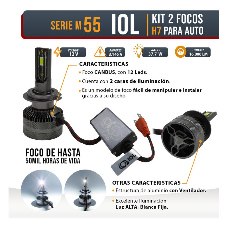 Kit Focos H7 12 Led Csp 9-30v 37.7w Reales Alta Baja 16000lm H7