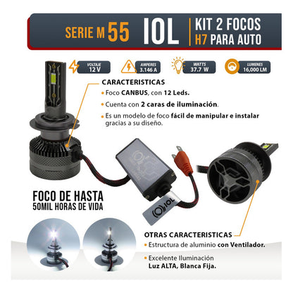Kit Focos H7 12 Led Csp 9-30v 37.7w Reales Alta Baja 16000lm H7