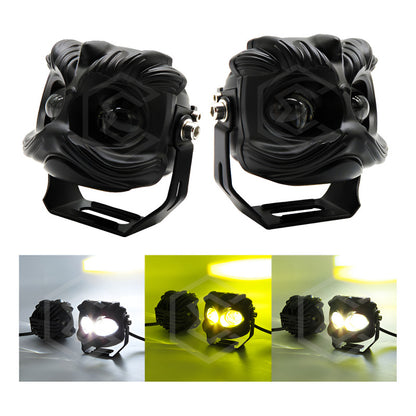 Par De Faros 12 Leds 2 Lupas Bicolor Fijo Estrobo 21w 9-60v