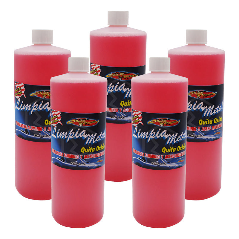 5 Limpiador Metal Aluminio Acero Inoxidable Remueve Oxido 1l Rosa