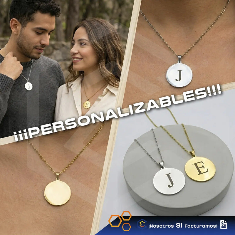Collar Dije Circulo Bronce Personalizado Grabado Láser Acero Bronce