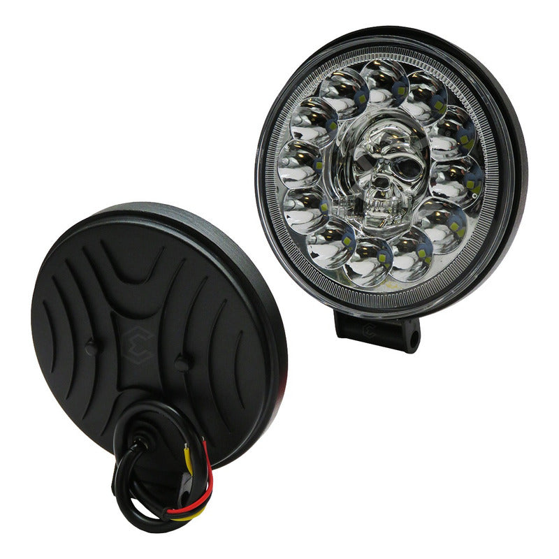 Par De Faros Calavera 26 Leds 4 Funciones Blanco-rgb 12-24v