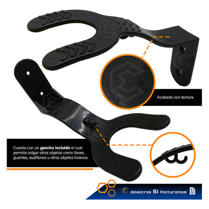Soporte Gancho Pared Para Casco Biker Accesorios Resistente Negro