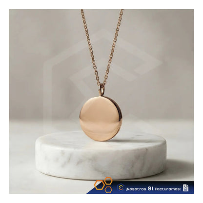 Collar Dije Circulo Bronce Personalizado Grabado Láser Acero Bronce