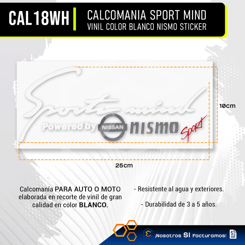 2 Calcomanía Sport Mind Nismo Sticker Vinil Auto Mot 25x10cm