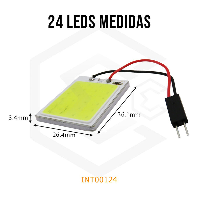2 Placa Luz Interior Para Coche 24 48 Leds Cob 2 Adaptadores
