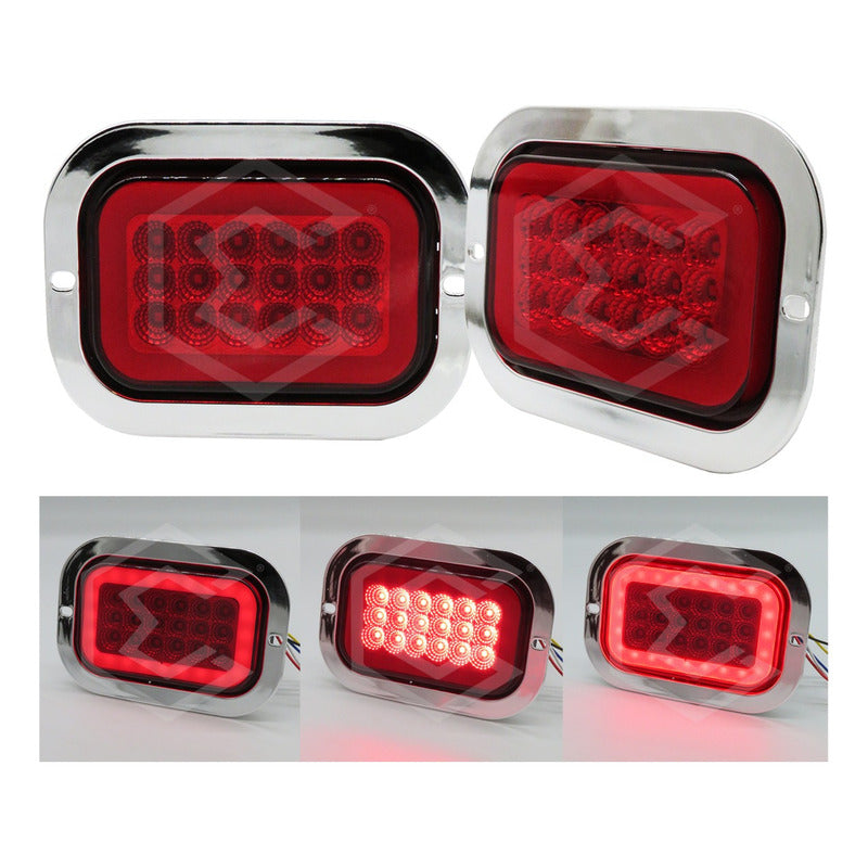 Par Plafón Calavera Rectangular 18led Bicel Cromo Gel 12-24v