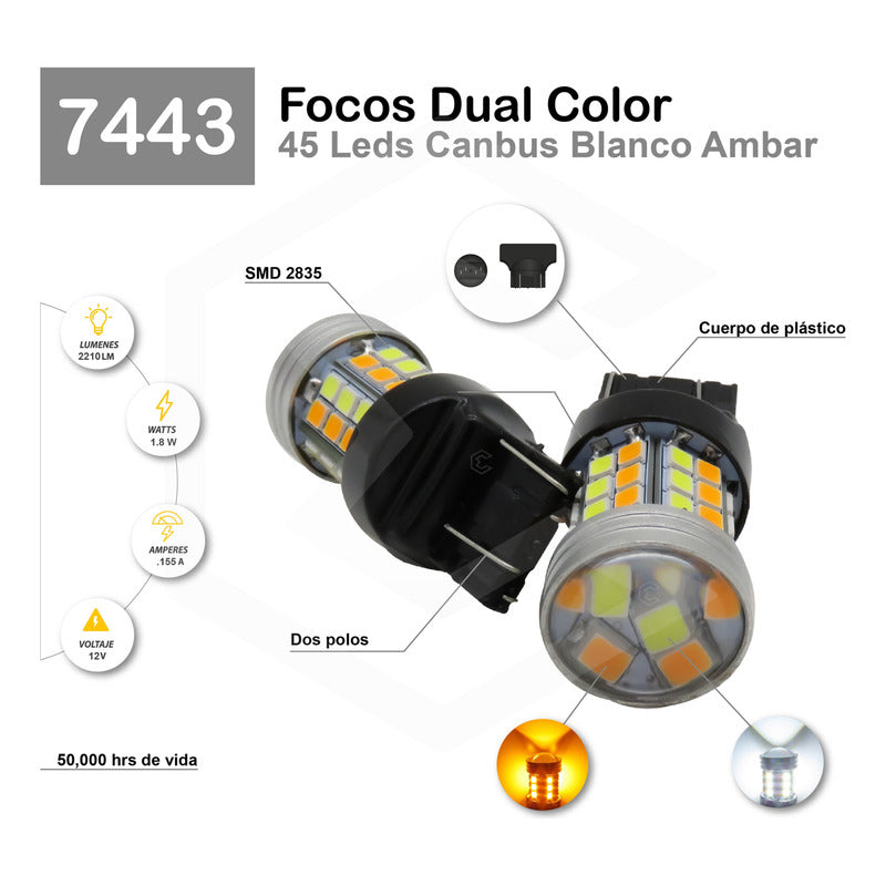 Dos Focos Led 1034 7443 1157 3157 T20 Canbus Dual Color 12vt
