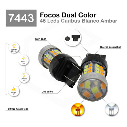 Dos Focos Led 1034 7443 1157 3157 T20 Canbus Dual Color 12vt