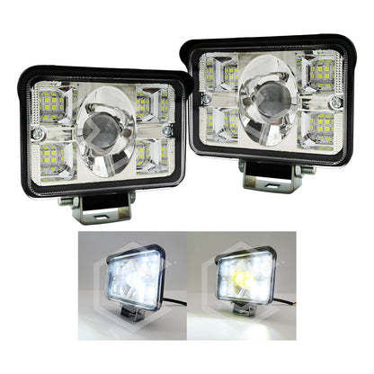 Par Faros 22 Leds Con Lupa Blanco-ámbar Fijo 45,000lm 12-30v