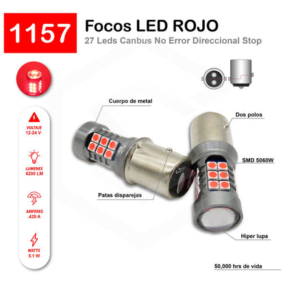 2 Focos 27 Led 1156 1157 3157 7440 7443 No Error Stop Cuarto
