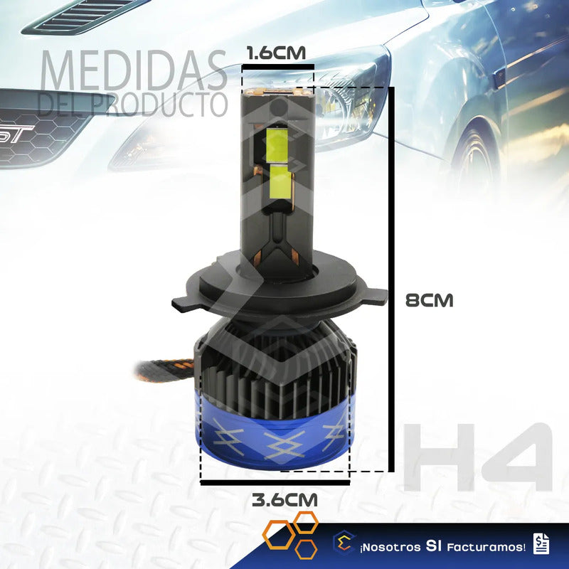 2 Focos 48 Leds H4 Canbus Ventilador Alta Baja 36,000lm 107w H4