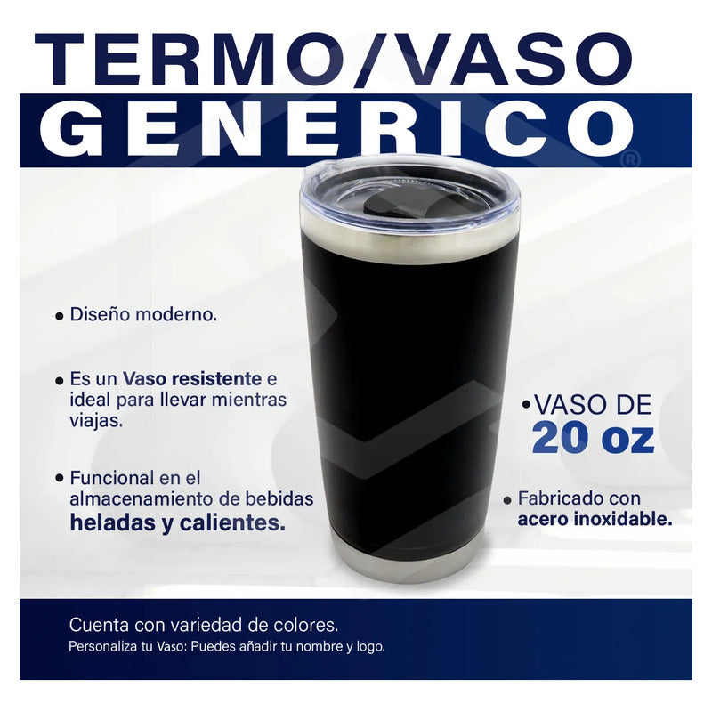 Termo Vaso Personalizado Nombre O Logo Láser 20oz Acero Inox Rojo