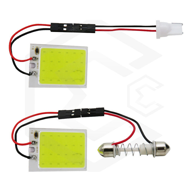 2 Placa Luz Interior Para Coche 24 48 Leds Cob 2 Adaptadores