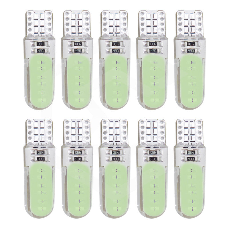 Kit De 10 Focos De Pellizco T10 12 Leds Cob Chip 80 Ma 12v