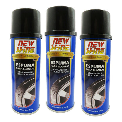 3 Espuma Para Llantas New Shine Renovador De Color Y Brillo Azul Claro