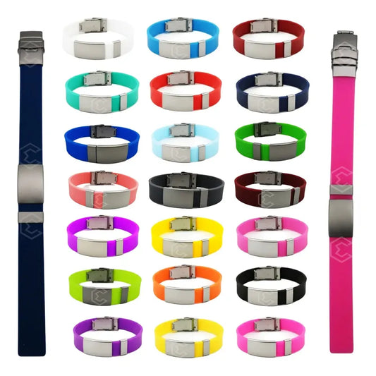 Pulsera Identificación Personalizada Emergencia Grabadoláser Azul Cielo