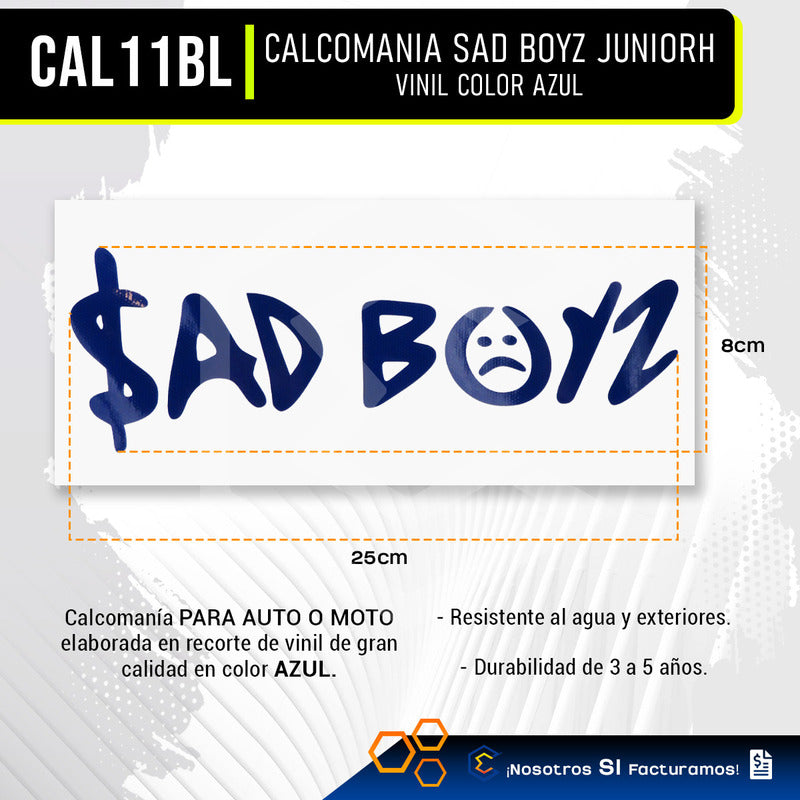 2 Calcomanía Sad Boyz Juniorh Sticker Vinil Auto Moto 25x8cm