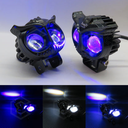 2 Faros Universal Búho 12 Hiperleds Blanco/azul 4 Funciones