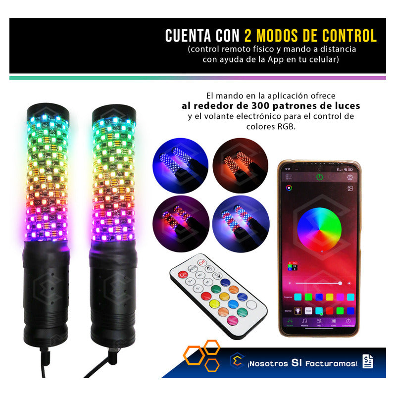 Antenas Led Rgb Bazooka Bluetooth App Rzr Can Am Atv 30.5cm Rgb