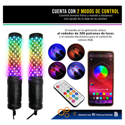 Antenas Led Rgb Bazooka Bluetooth App Rzr Can Am Atv 30.5cm Rgb