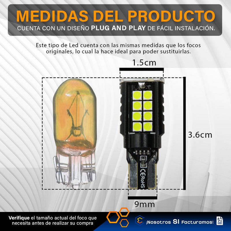 Par Focos De Pellizco 20 Led T10 T15 Canbus 10-18v .4w 600lm